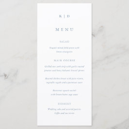 Menu Casamento Alto Simples Minimalista em Azul Empoeir