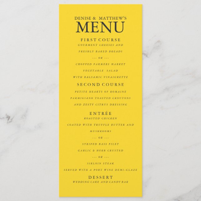 Menu Casamento Amarelo Azul (Frente)