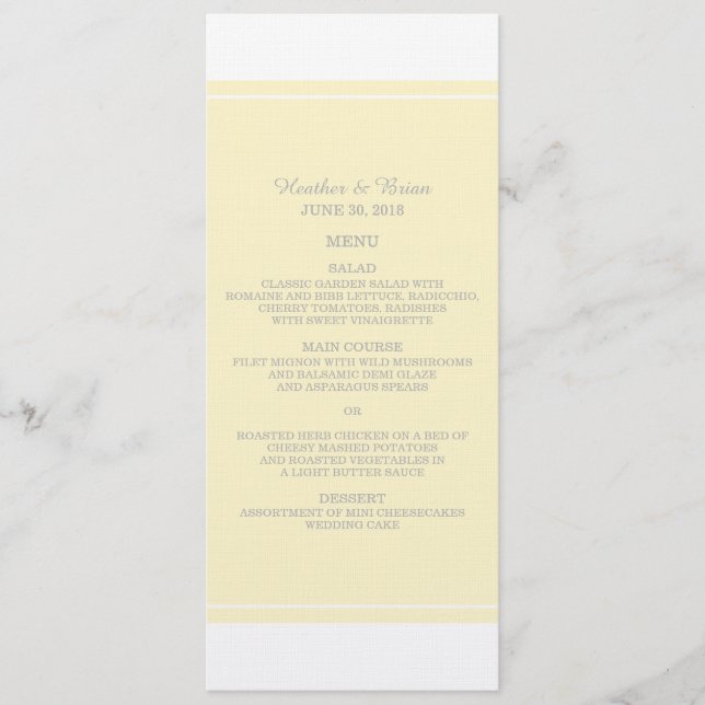 Menu Casamento Amarelo Simplesmente Elegante (Frente)