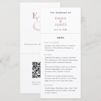 Menu Casamento Ampersand Malva | Código QR | Elegante