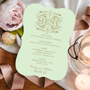 Menu Casamento Antigo Verde Vintage