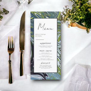 Menu Casamento Artístico Abstrato de Paisagem Mínima Mo