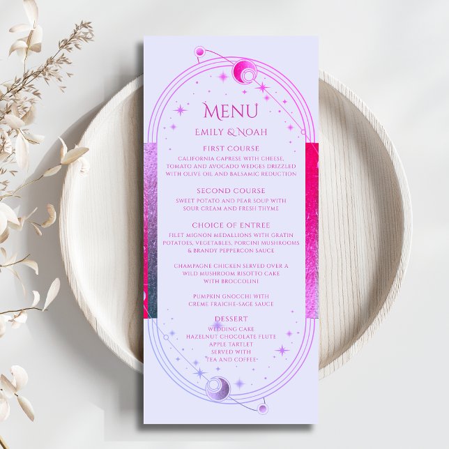 Menu Casamento Astronômico da Lua Solar Rosa-Rosa-Lavan (Criador carregado)