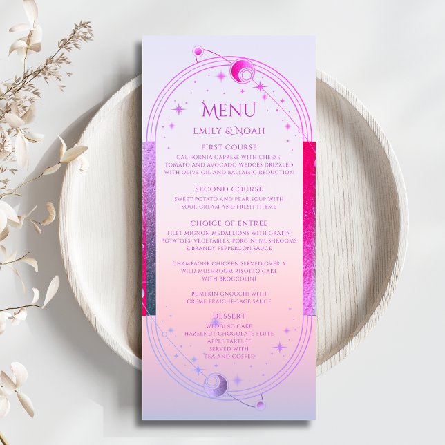 Menu Casamento Astronômico da Lua Solar Rosa-Rosa Místi (Criador carregado)
