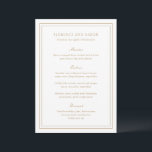 Menu Casamento Atemporal em Ouro Tradicional<br><div class="desc">Menu de casamento elegante com um design simples e clássico.</div>
