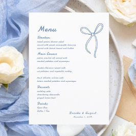 Menu Casamento Azul Arco Desenho Da Mão