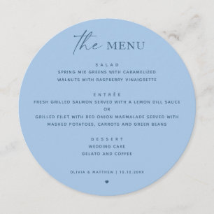 Menu Casamento Azul Céu Pastel Recepção Moderna Redon