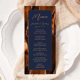 Menu Casamento Azul com Marinho de Agata Laranja Dourad