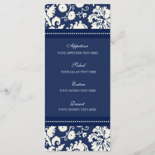 Menu Casamento Azul Damasco Floral
