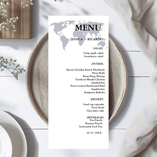 Menu Casamento Azul de Marinho de Destino Elegante mini (Criador carregado)