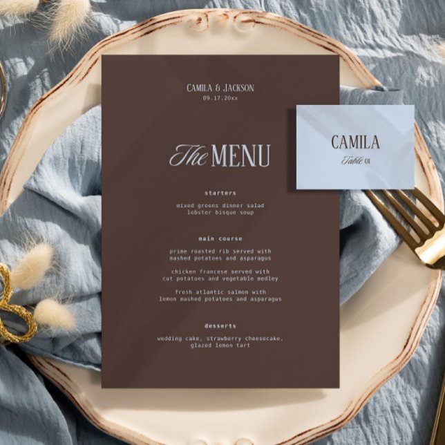 Menu Casamento Azul e Marrom  (Criador carregado)