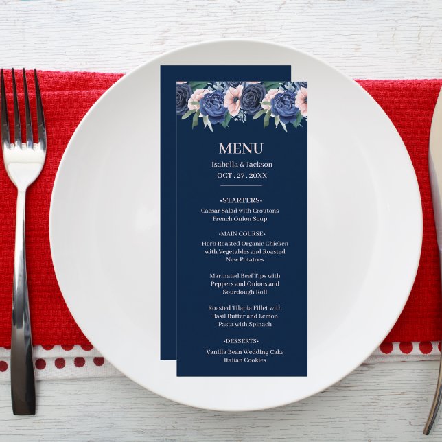 Menu Casamento Azul Empoeirado Champanhe Marfim  (Criador carregado)