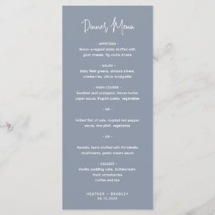 Menu Casamento Azul Empoeirado Minimalista Moderno