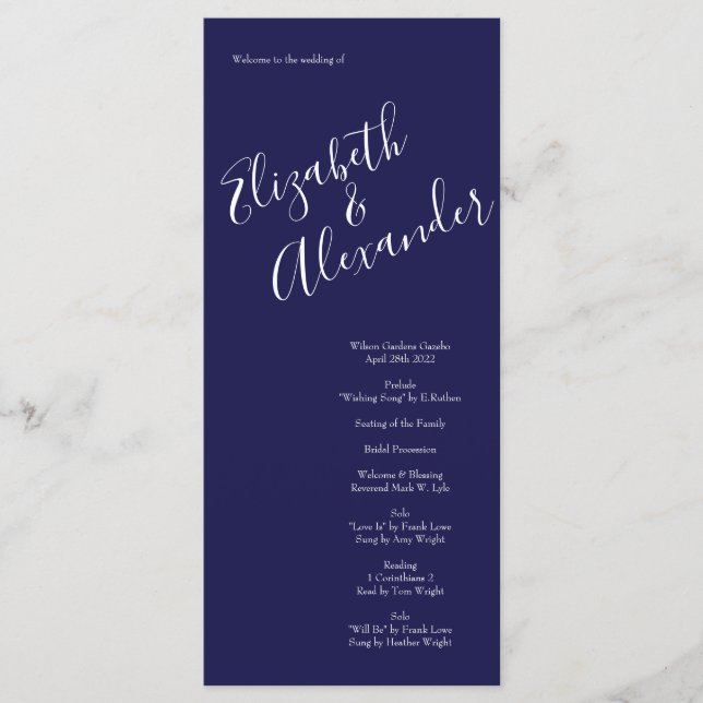 Menu Casamento Azul Marinho Laranja (Frente)
