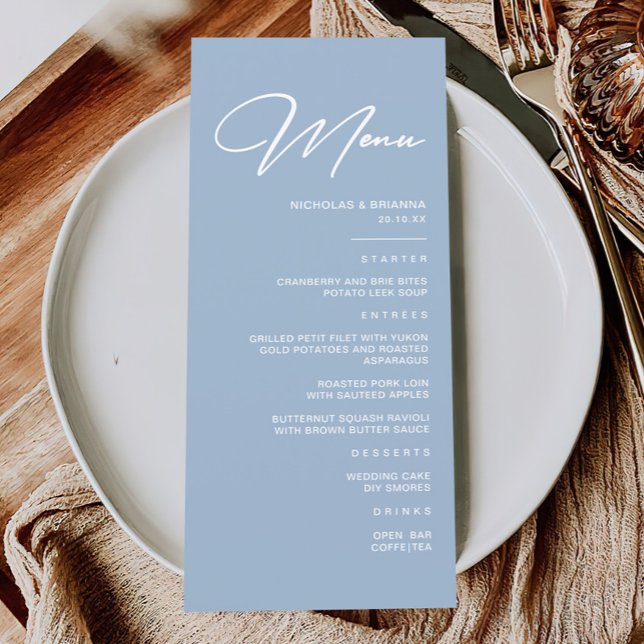 Menu Casamento Azul Moderno (Criador carregado)