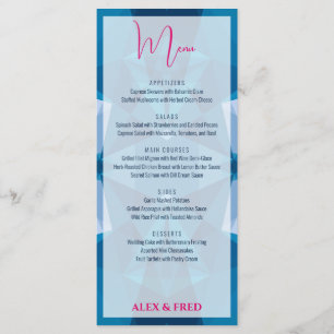 Menu Casamento Azul Moderno e Bonito
