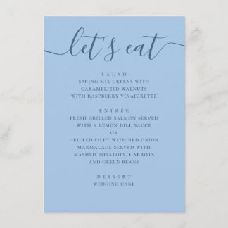 Menu Casamento Azul Pastel no Céu. Vamos Comer Jantar d