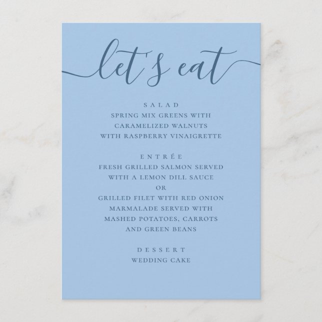 Menu Casamento Azul Pastel no Céu. Vamos Comer Jantar d (Frente)