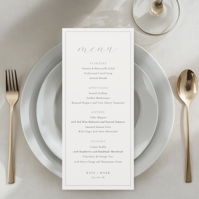 Menu Casamento Azul Poeirento Suave (Criador carregado)