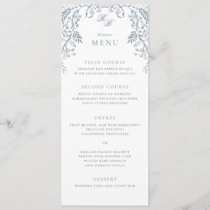 Menu Casamento azul romântico Chinoiserie antiga france