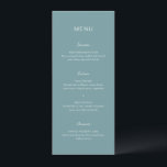 Menu Casamento Azul Simples e Sofisticado<br><div class="desc">Cardápio de casamento moderno com design simples que combina uma fonte sans serif contemporânea, uma fonte manuscrita elegante e uma fonte itálica.</div>