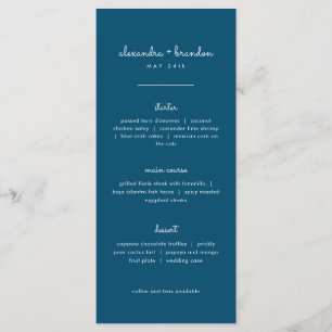 Menu Casamento Azul Simples Marinho