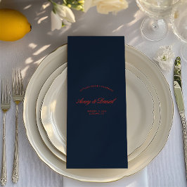 Menu Casamento Azul Vermelho e Negro Elegante