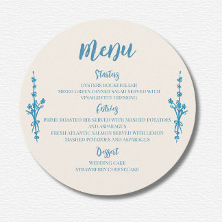 Menu Casamento Azulejo Azul