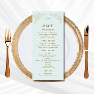 Menu Casamento Barroco do Monograma Ornamentado Az