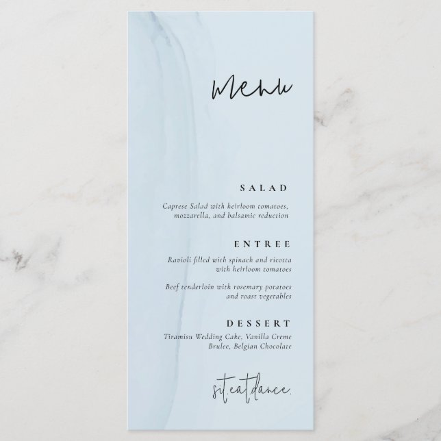 Menu Casamento Blue Watercolor (Frente)