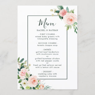 Menu Casamento Blush Pink Bloom