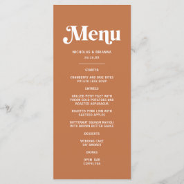 Menu Casamento Boêmio Retrô dos Anos 70 em Laranja Quei