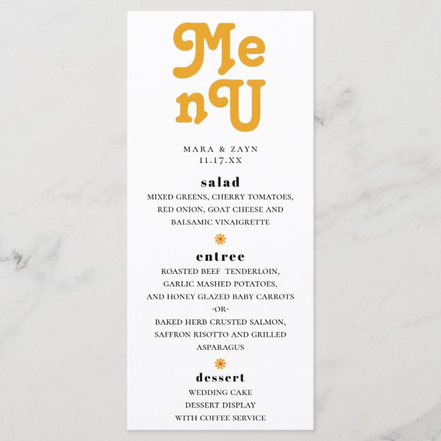 Menu Casamento Boho Chic Retro 70 (Frente)
