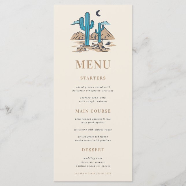 Menu Casamento Boho Deserto Cacto Arizona Phoenix (Frente)