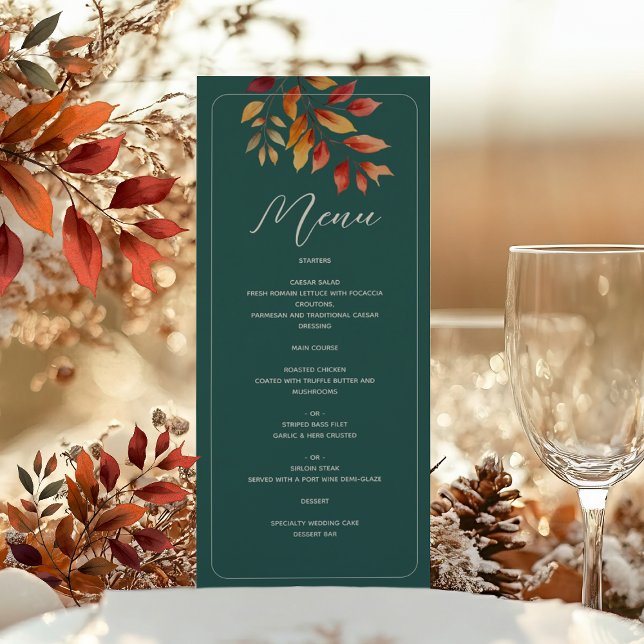 Menu Casamento Boho Outono em Verde Azul (Criador carregado)
