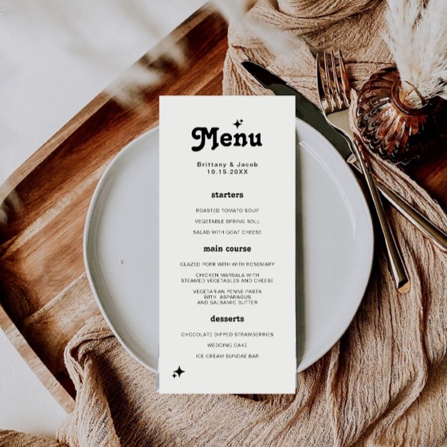 Menu Casamento Bold Retro Chic (Criador carregado)