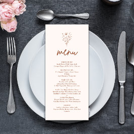 Menu Casamento Botânico Boho Laranja Queimada Rústica