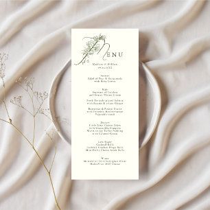 Menu Casamento Botânico Clássico de Ivory Moss Verde