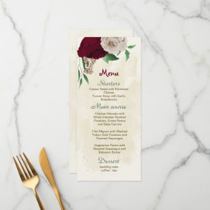 Menu Casamento botânico de champanhe de borgonha