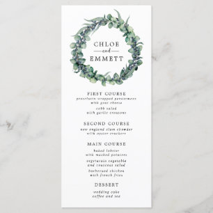 Menu Casamento Botânico de Eucalipto e Berry Wreath