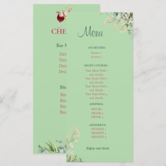 Menu Casamento Botânico de Eucalipto e Florais Brancas