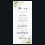 Menu Casamento Botânico de Folhagem Verde<br><div class="desc">Este cardápio de casamento mostra folhas de aquarela pintadas em vários tons de verde. Para personalização mais avançada deste design,  clique no botão "Personalizar". Itens correspondentes também estão disponíveis.</div>