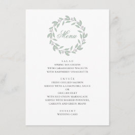 Menu Casamento botânico de hortelã. Folhagem simples e 