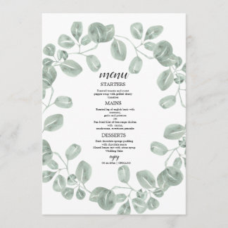 Menu Casamento Botânico de Verde Elegante