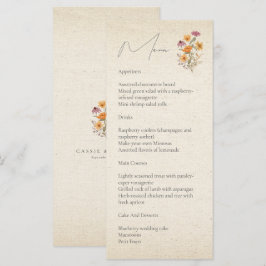 Menu Casamento Botânico do Jardim de Flores Selvagens