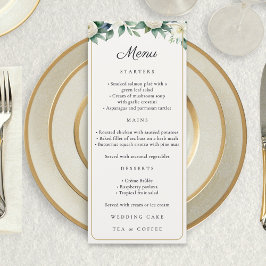 Menu Casamento Botânico Elegante com Floral Branco em A