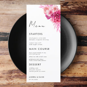 Menu Casamento Botânico Flor Rosa Quente-Brilhante Vibr