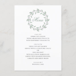 Menu Casamento botânico. Folhagem simples elegante