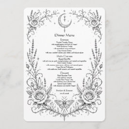 Menu Casamento Botânico Gótico Jantar Preto e Branco