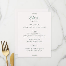 Menu Casamento Botânico Minimalista em Verde Sage Simpl